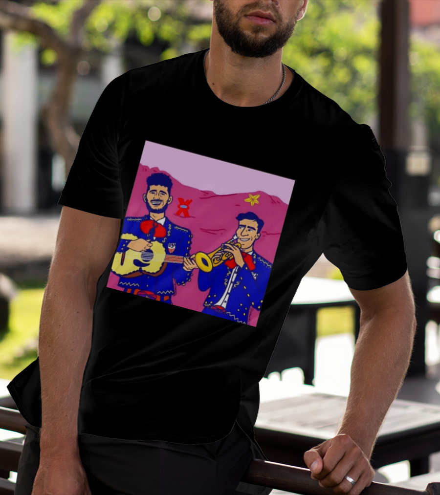 USA Mariachi Musicians Mexican Culture Guitar Trumpet Stars Mountains T-Shirt
