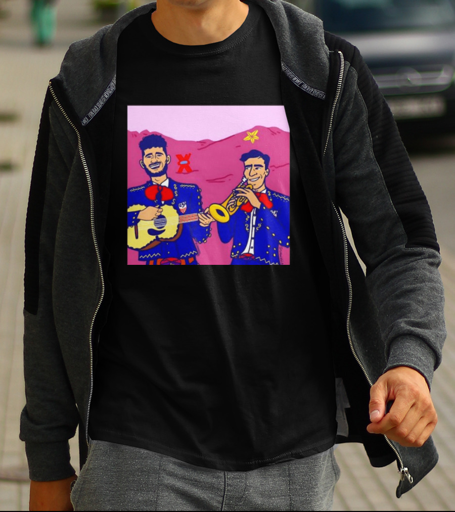USA Mariachi Musicians Mexican Culture Guitar Trumpet Stars Mountains T-Shirt