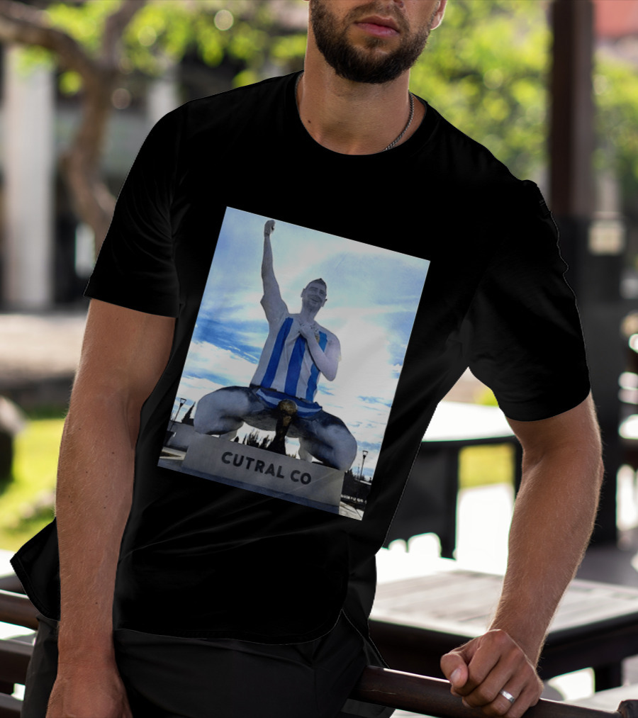 Messi Argentina Sculpture Cutral Co Legendary Statue Victory Celebration T-Shirt