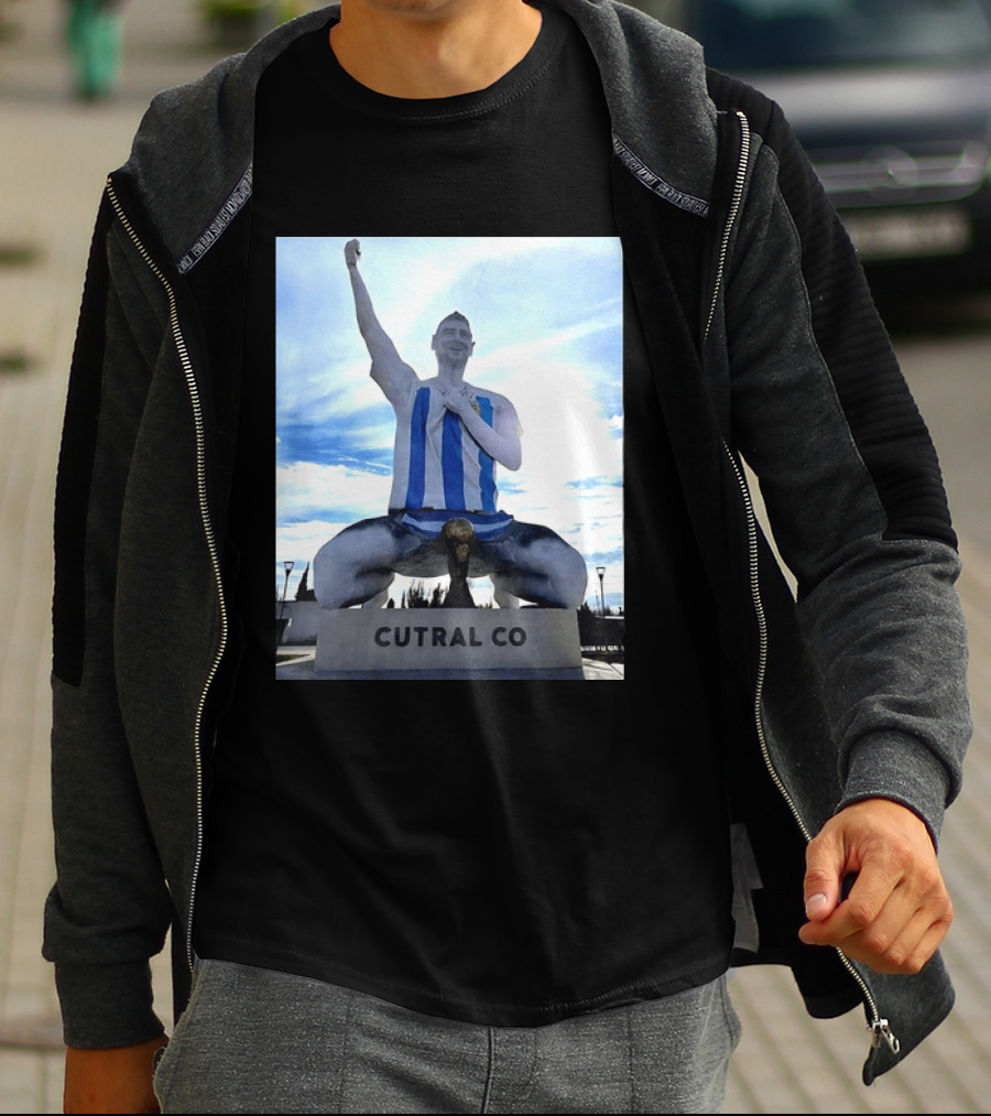 Messi Argentina Sculpture Cutral Co Legendary Statue Victory Celebration T-Shirt