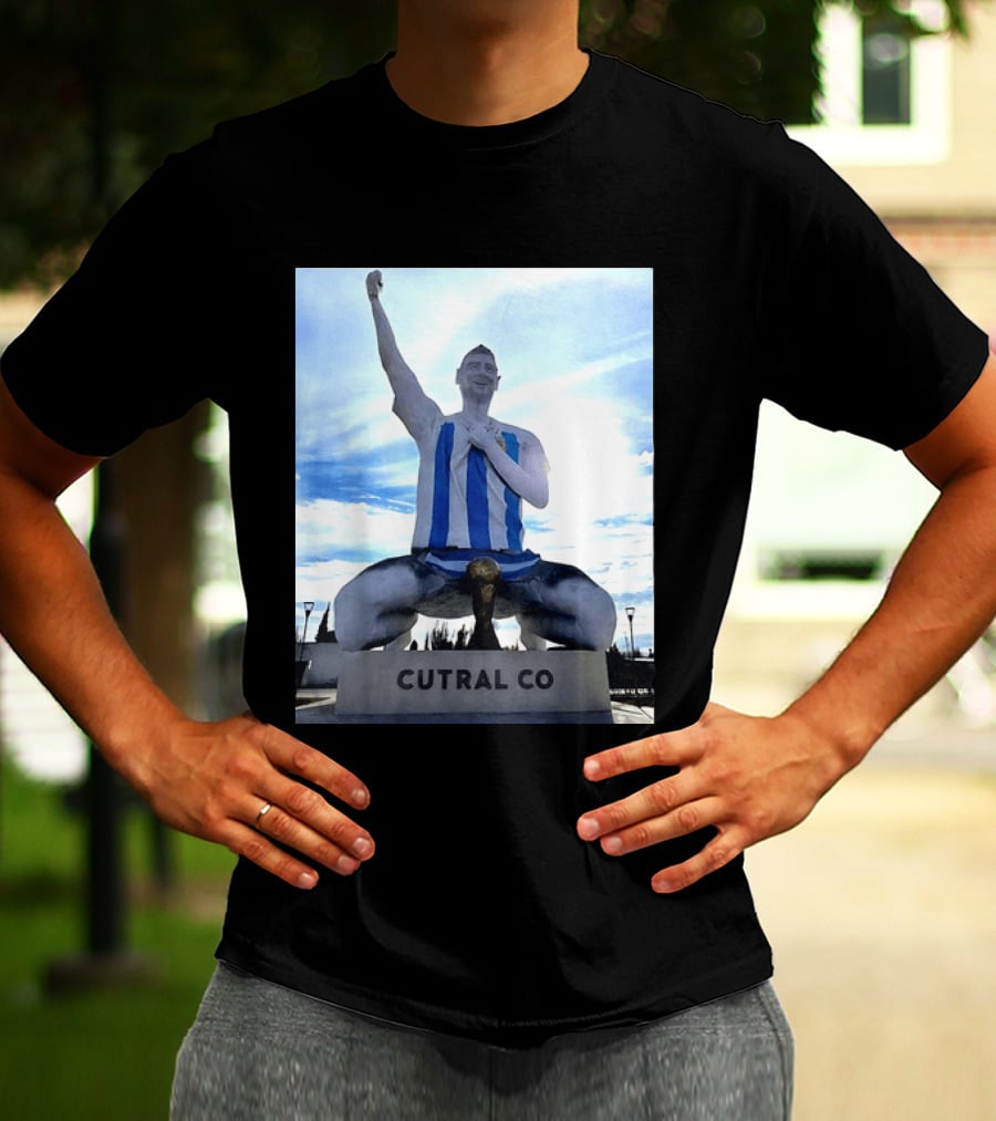 Messi Argentina Sculpture Cutral Co Legendary Statue Victory Celebration T-Shirt