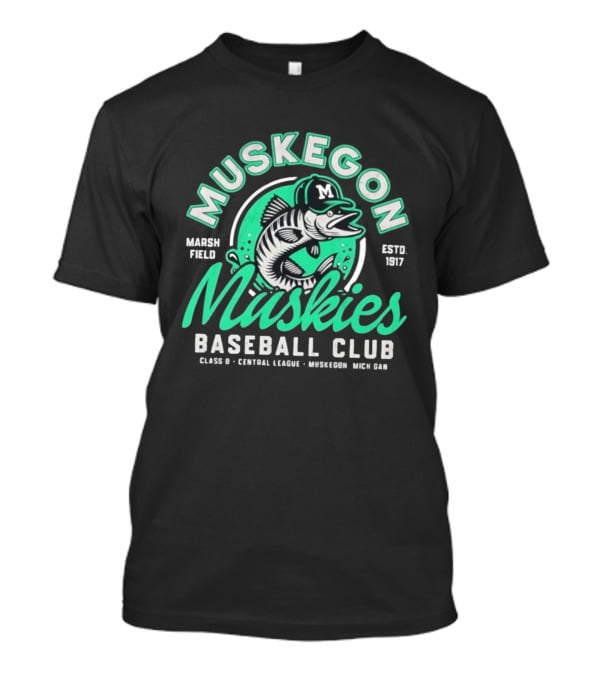 Muskegon Muskies Baseball Club Marsh Field Est 1917 Central League Mich T-Shirt