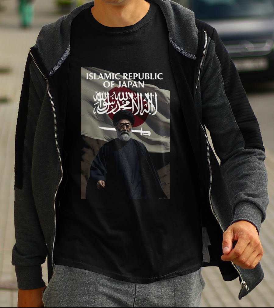Islamic Republic Of Japan Flag And Traditional Attire With Arabic Script T-Shirt