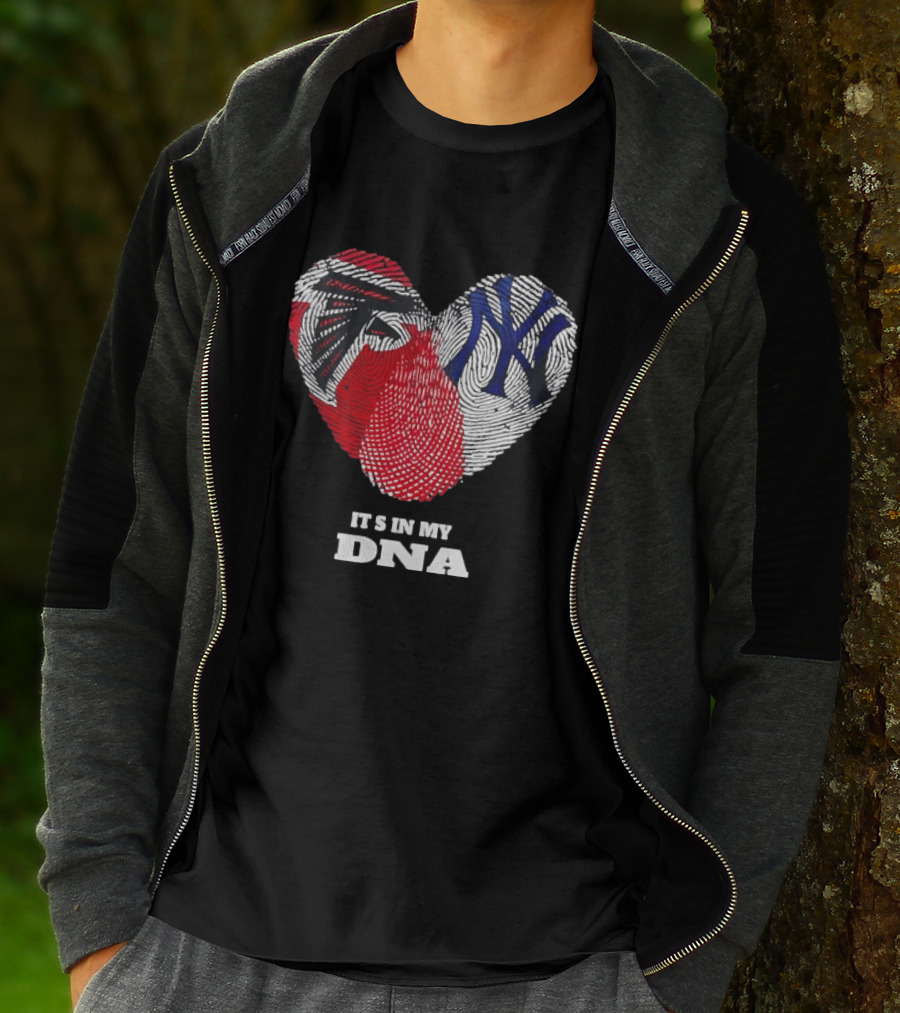 Atlanta Falcons New York Yankees It's In My DNA Fingerprint Heart T-Shirt