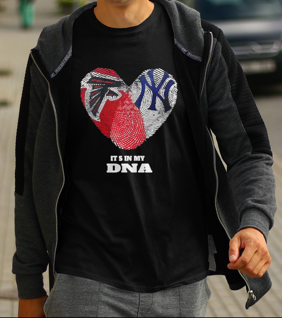 Atlanta Falcons New York Yankees It's In My DNA Fingerprint Heart T-Shirt