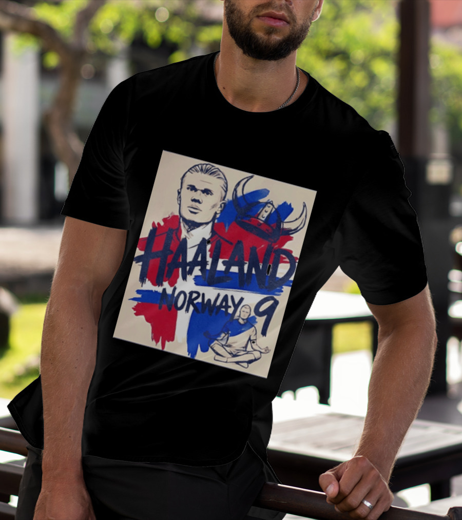 Norway Haaland Number 9 Viking Helmet Football T-Shirt