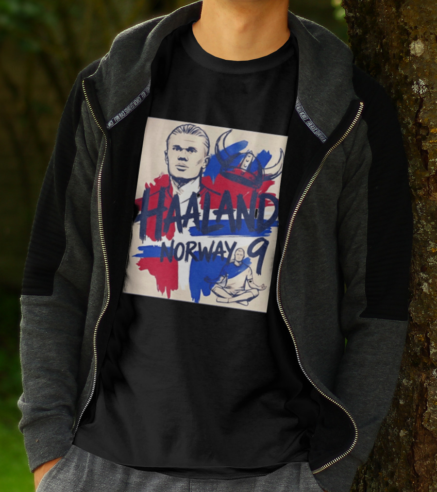 Norway Haaland Number 9 Viking Helmet Football T-Shirt