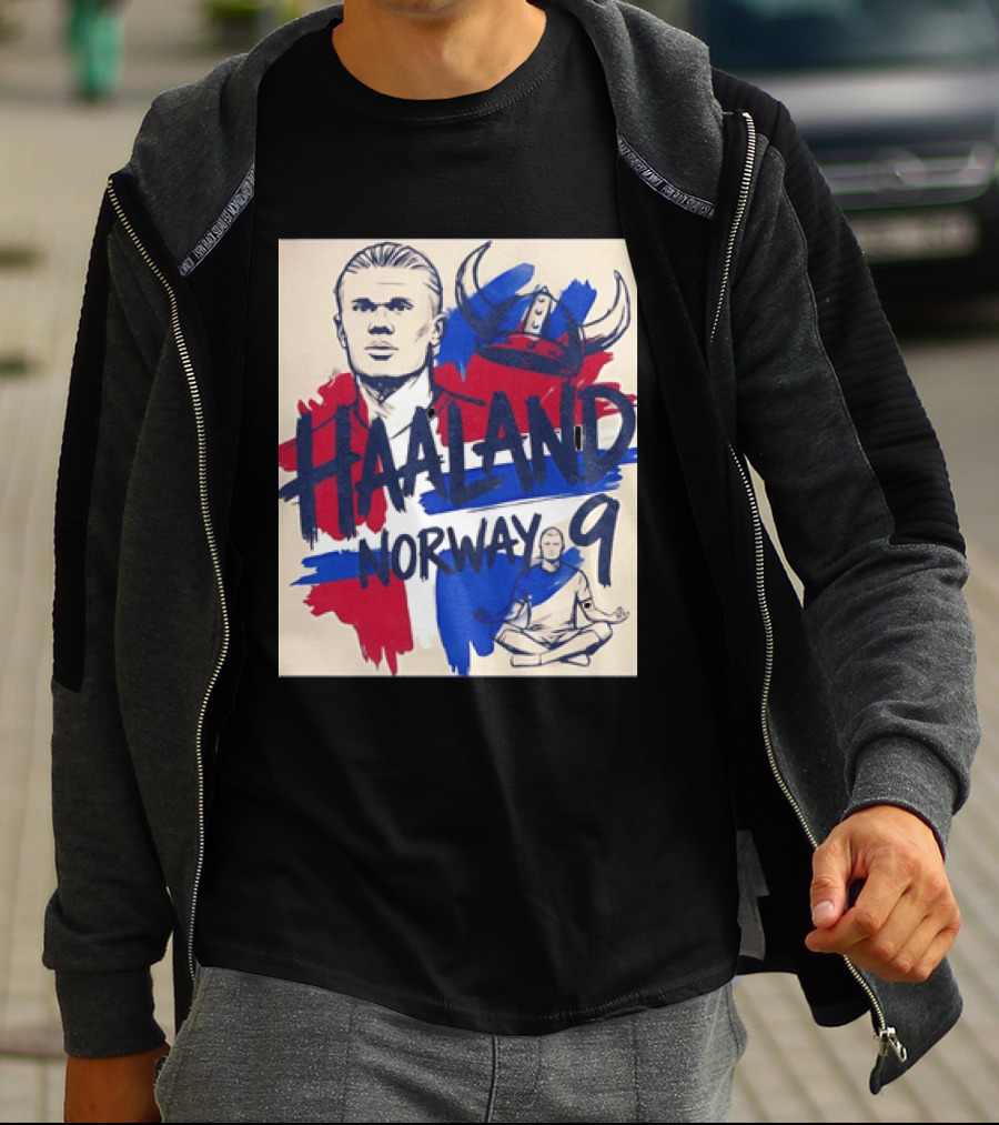 Norway Haaland Number 9 Viking Helmet Football T-Shirt