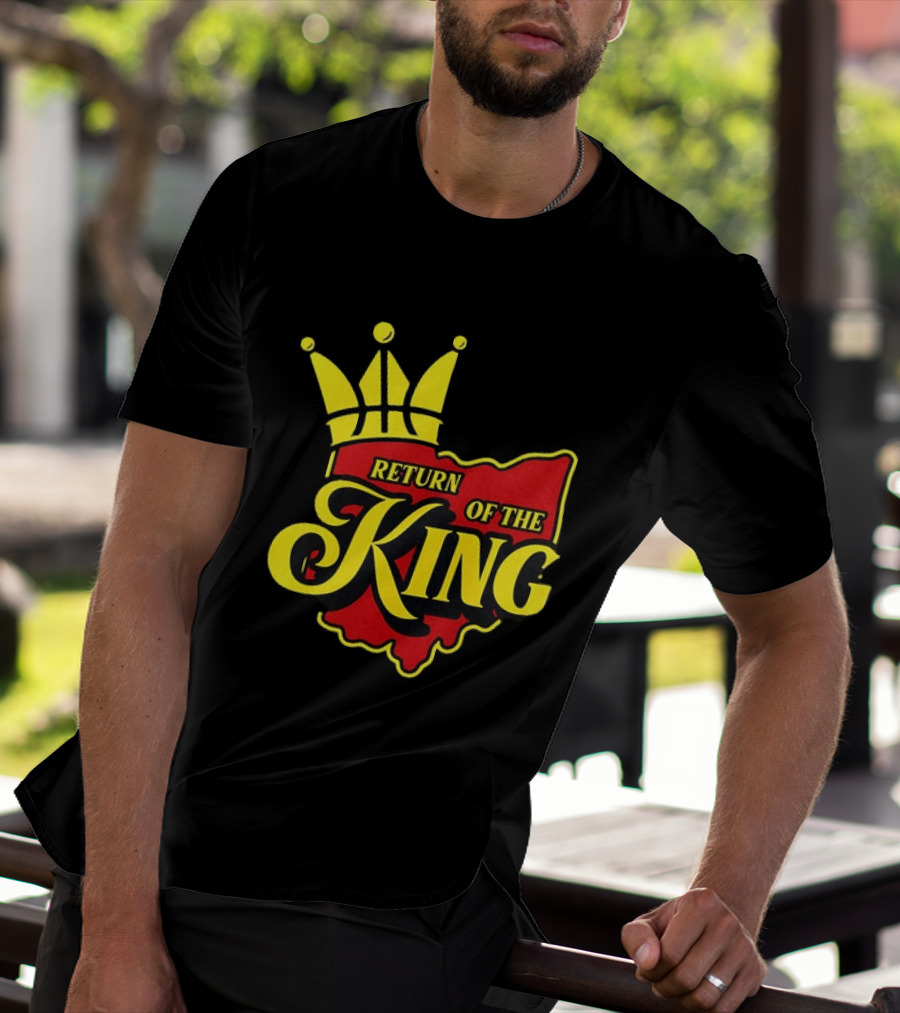 Return Of The King LeBron James Cleveland Cavaliers Basketball Crown Ohio Map T-Shirt
