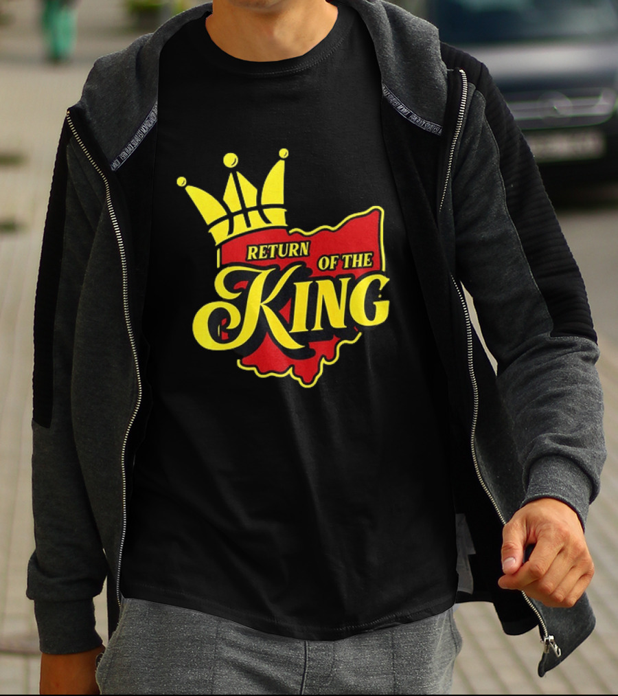 Return Of The King LeBron James Cleveland Cavaliers Basketball Crown Ohio Map T-Shirt