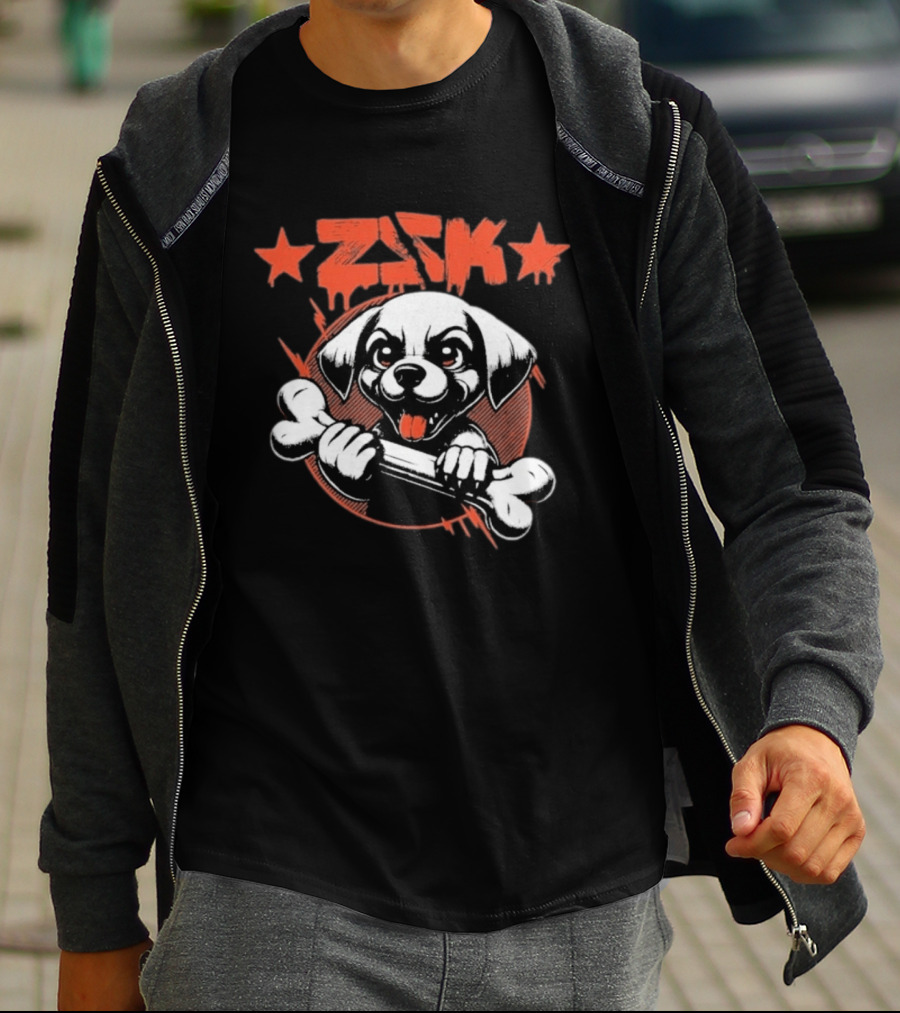 ZSK Welpe Dog Holding Bone With Stars T-Shirt