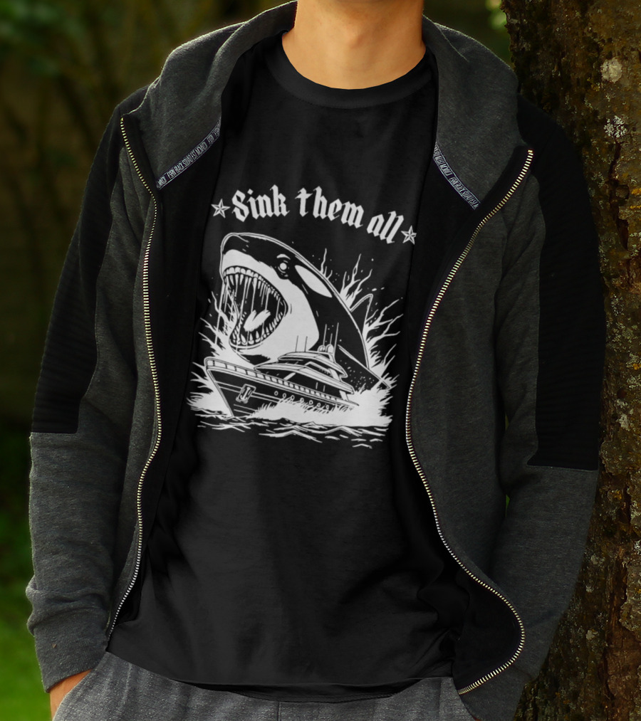 Sink Them All Orca Yacht Attack Scene T-Shirt