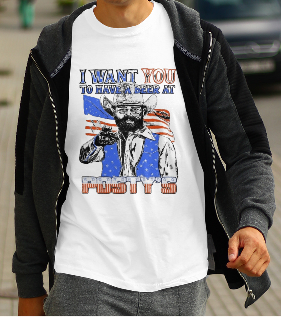 I Want You To Have A Beer At Posty's Patriotic Cowboy T-Shirt