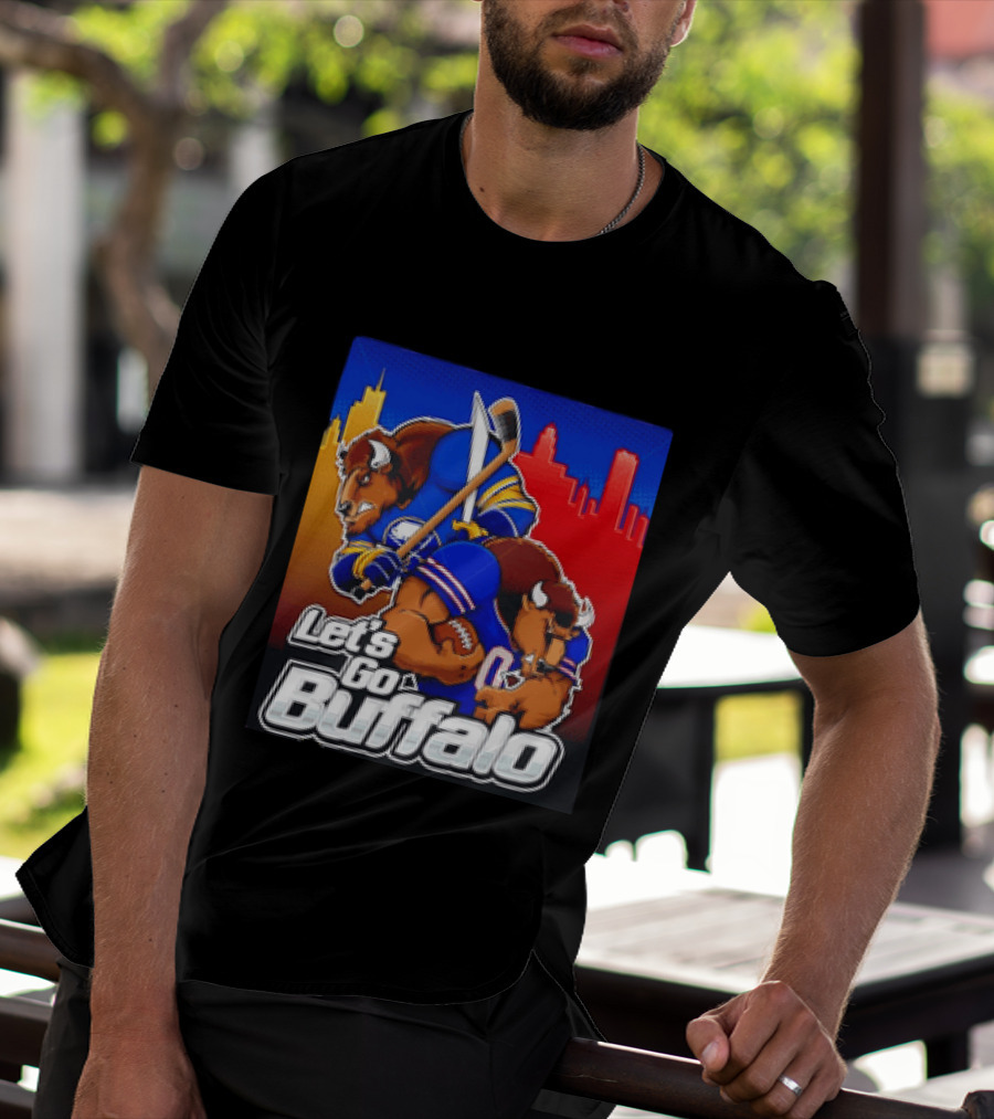 Let's Go Buffalo City Sports Teams Hockey Football Collage T-Shirt