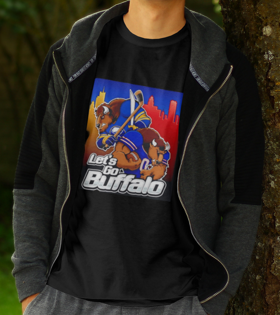 Let's Go Buffalo City Sports Teams Hockey Football Collage T-Shirt