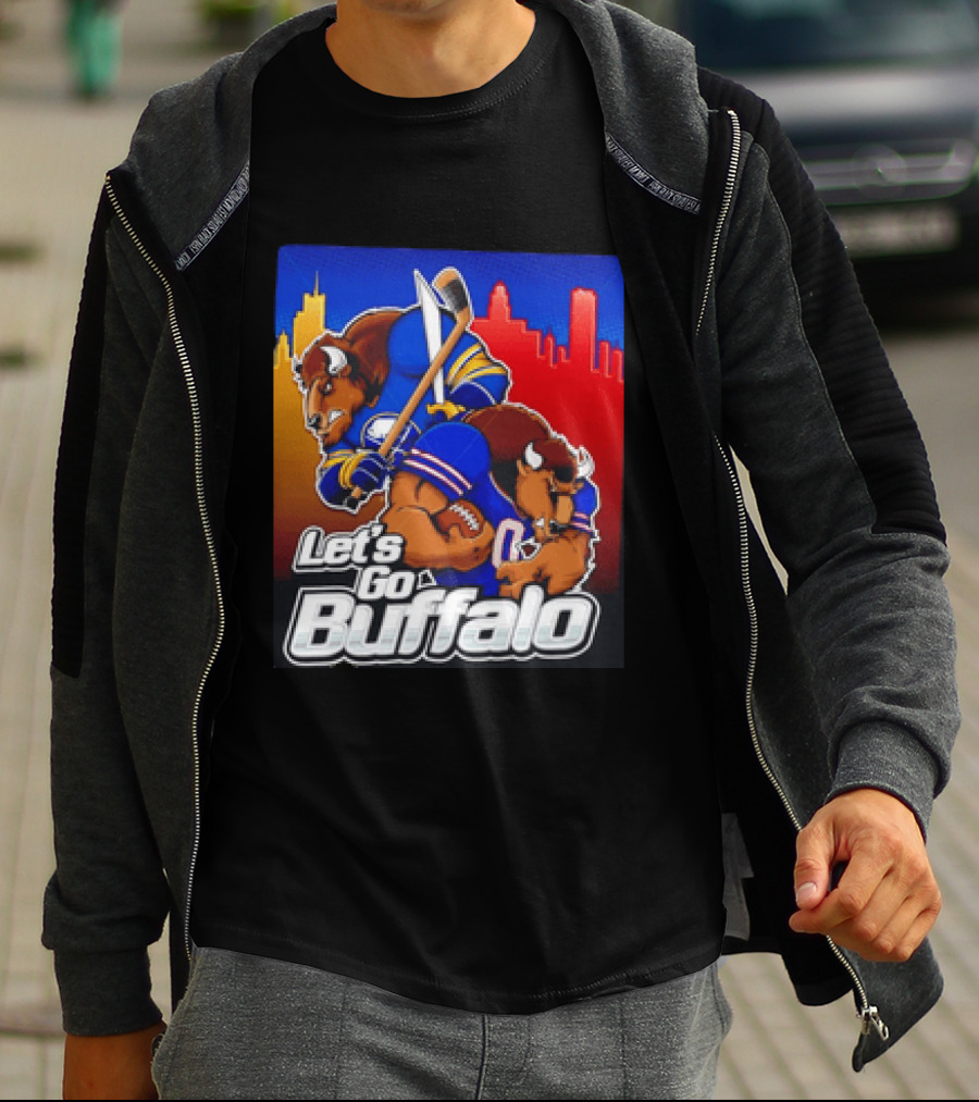 Let's Go Buffalo City Sports Teams Hockey Football Collage T-Shirt