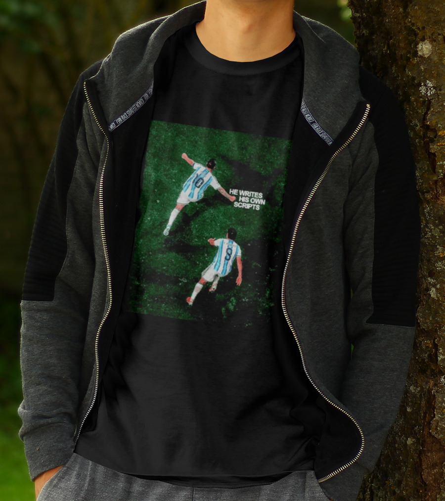 Argentina Lionel Messi Julian Alvarez He Writes His Own Scripts Soccer T-Shirt