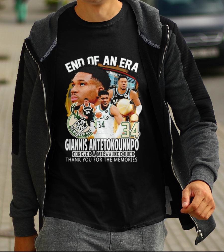 End Of An Era Giannis Antetokounmpo Milwaukee Bucks Thank You For The Memories T-Shirt