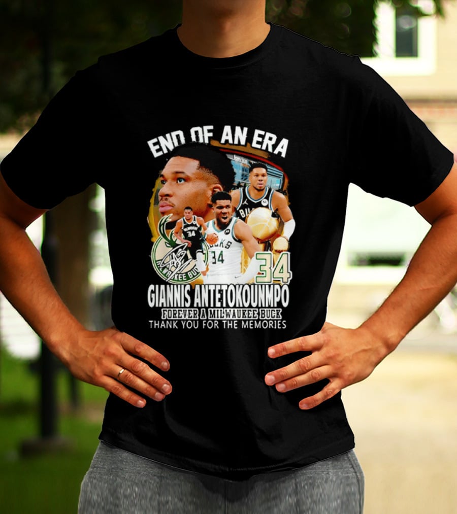 End Of An Era Giannis Antetokounmpo Milwaukee Bucks Thank You For The Memories T-Shirt
