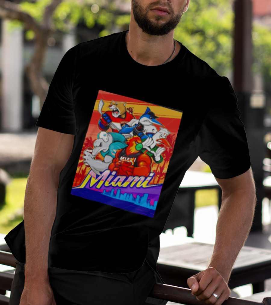 Miami Sports City Team Mascots Collage T-Shirt