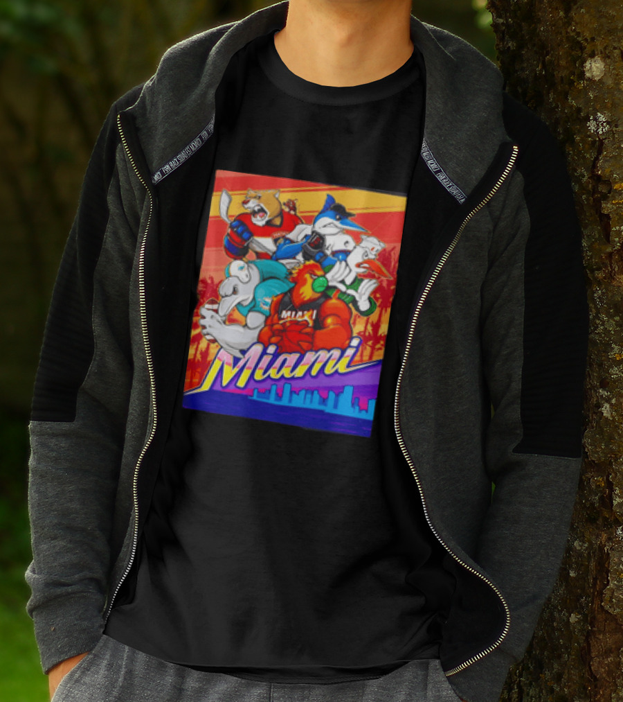Miami Sports City Team Mascots Collage T-Shirt