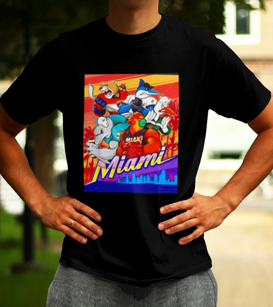 Miami Sports City Team Mascots Collage T-Shirt