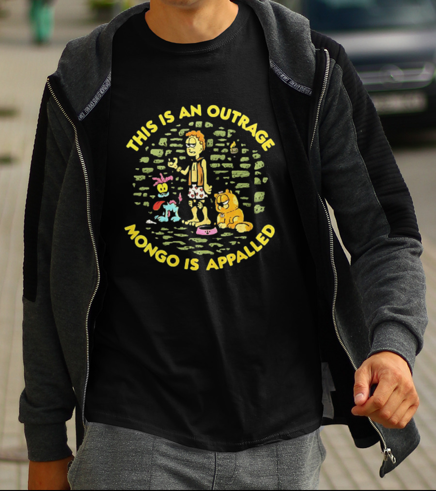 This Is An Outrage Mongo Is Appalled Garfield Tv Cartoon Odie Comedy T-Shirt