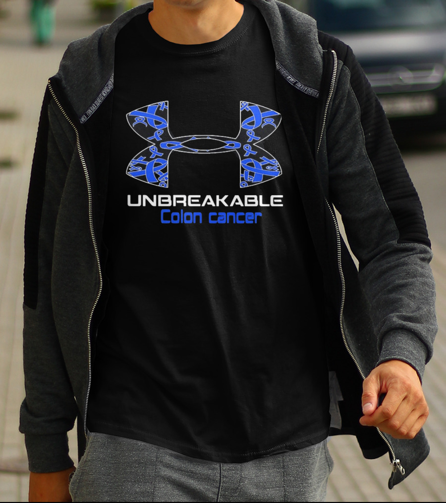 Unbreakable Colon Cancer Under Armour Blue Ribbon Awareness T-Shirt