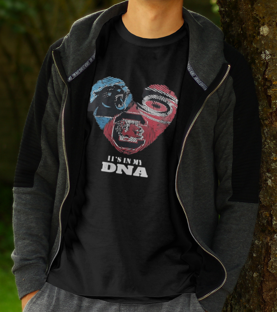 It's In My DNA Carolina Panthers Kansas City Chiefs Heart Shaped Fingerprint T-Shirt