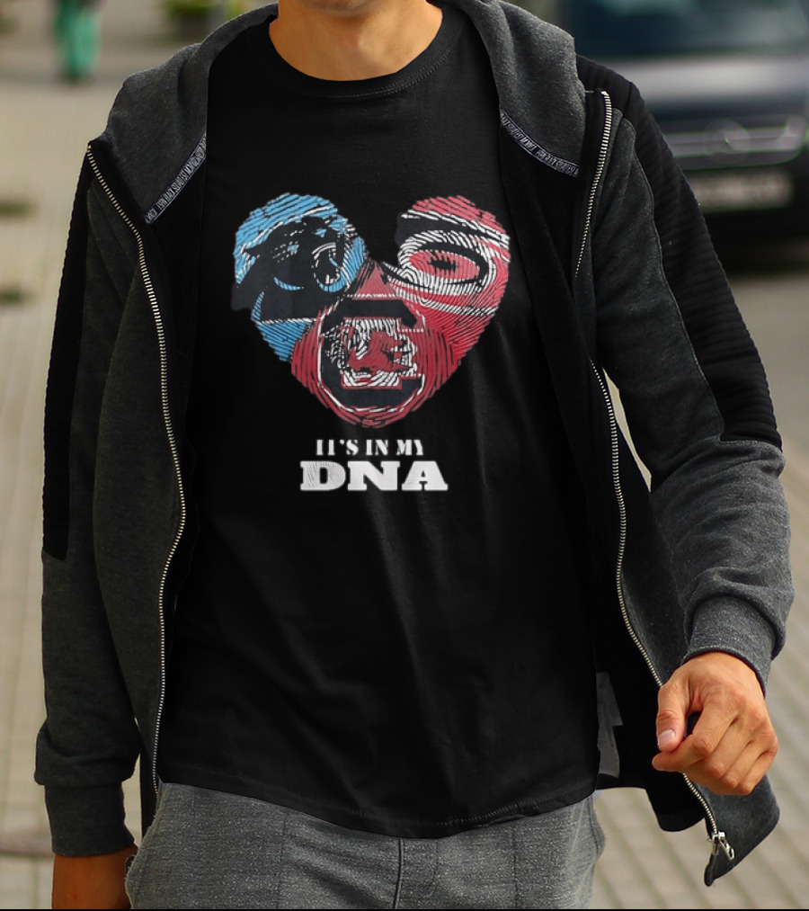 It's In My DNA Carolina Panthers Kansas City Chiefs Heart Shaped Fingerprint T-Shirt