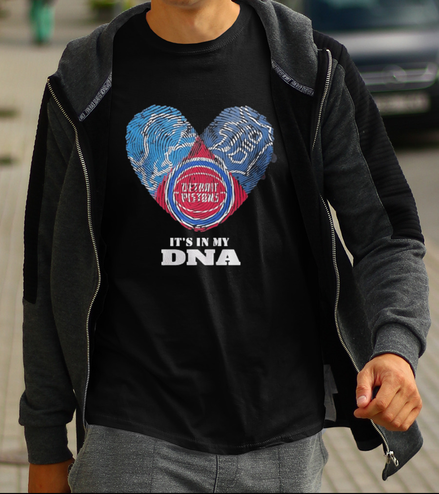 It's In My DNA Detroit Pistons Fingerprint Heart T-Shirt