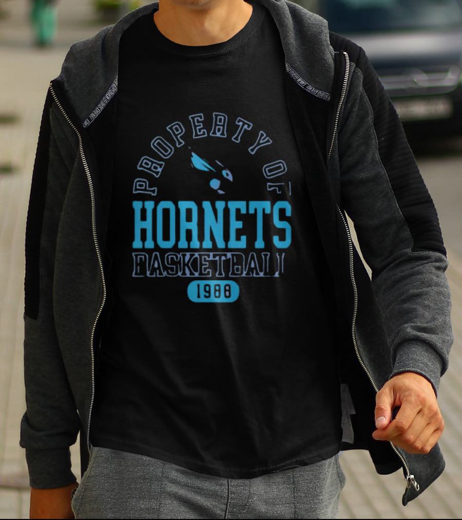Property Of Hornets Basketball 1988 Teal Vintage Sports T-Shirt
