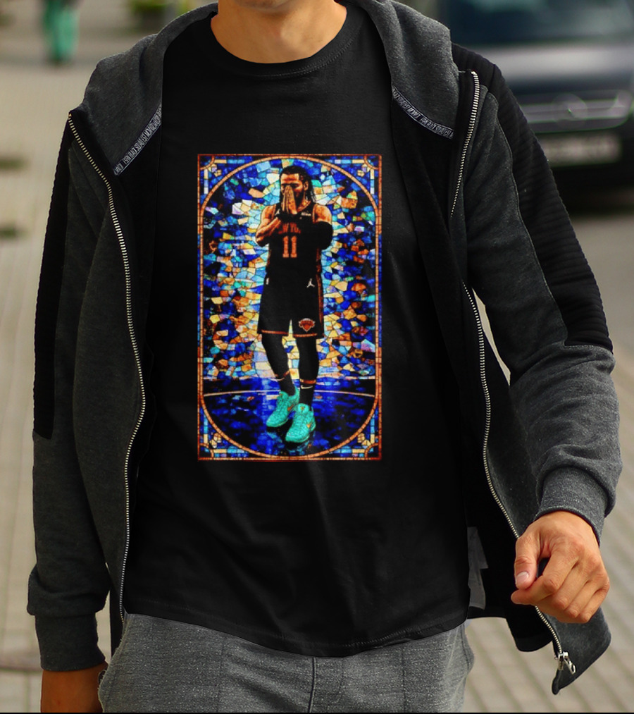 Jalen Brunson 11 New York Knicks Stained Glass Prayer NBA T-Shirt