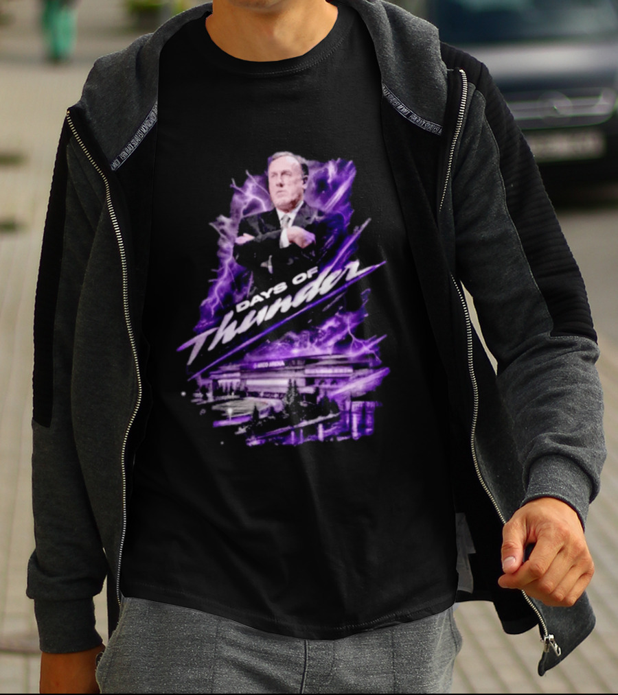 Rick Adelman Days Of Thunder Arco Arena Purple Lightning T-Shirt