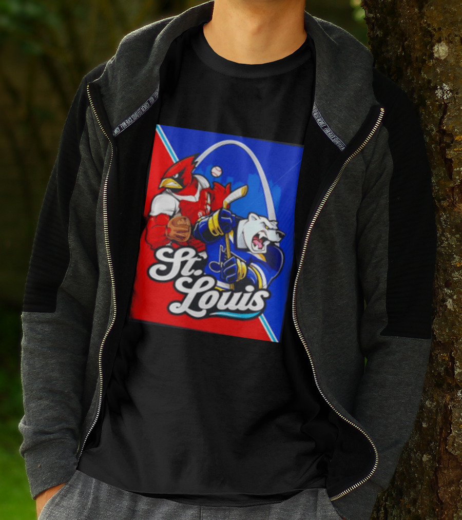 St Louis Cardinals Baseball Blues Hockey Arch Iconic Sports Team Collage T-Shirt