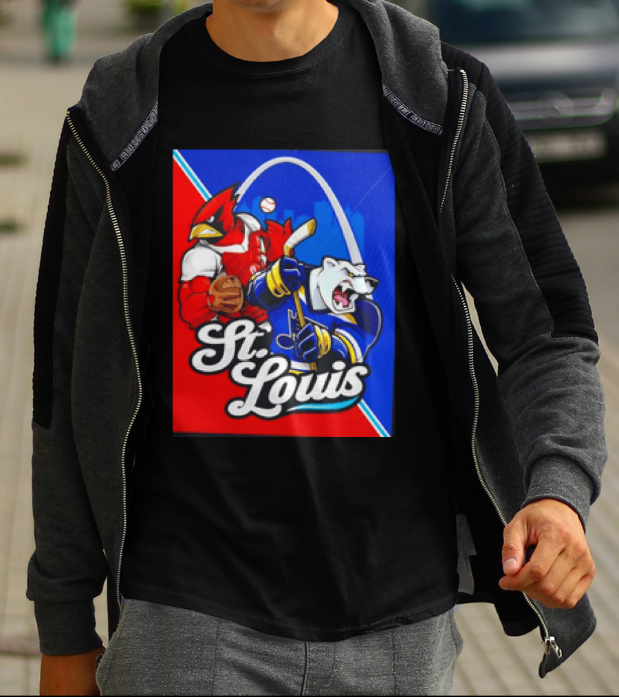 St Louis Cardinals Baseball Blues Hockey Arch Iconic Sports Team Collage T-Shirt