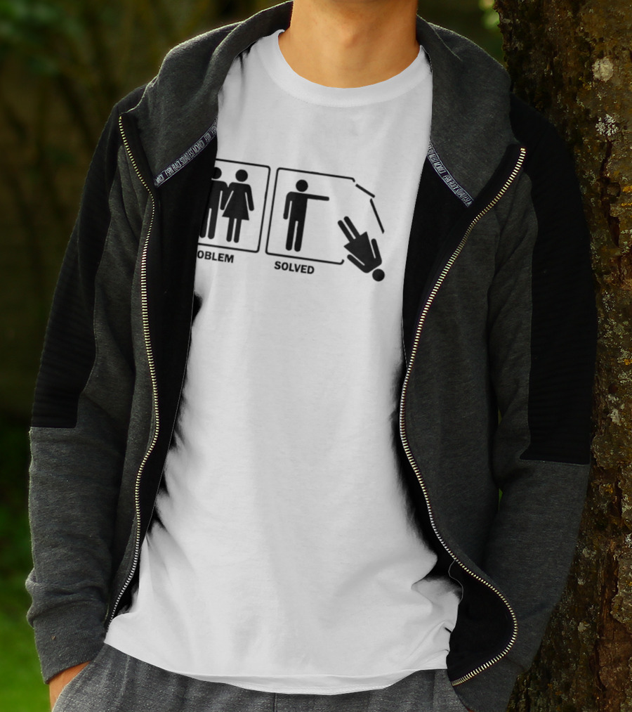 Problem Solved Stick Figure Humor Relationship Joke T-Shirt