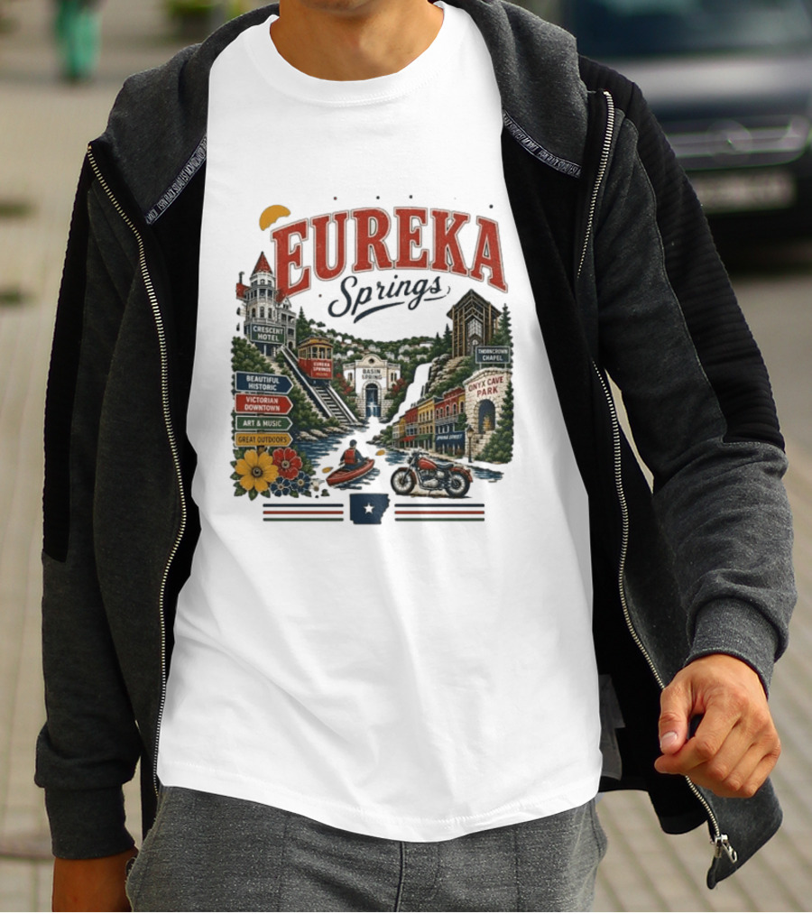 Eureka Springs Crescent Hotel Thorncrown Chapel Victorian Downtown Onyx Cave Basin Park Great Outdoors Art Music T-Shirt