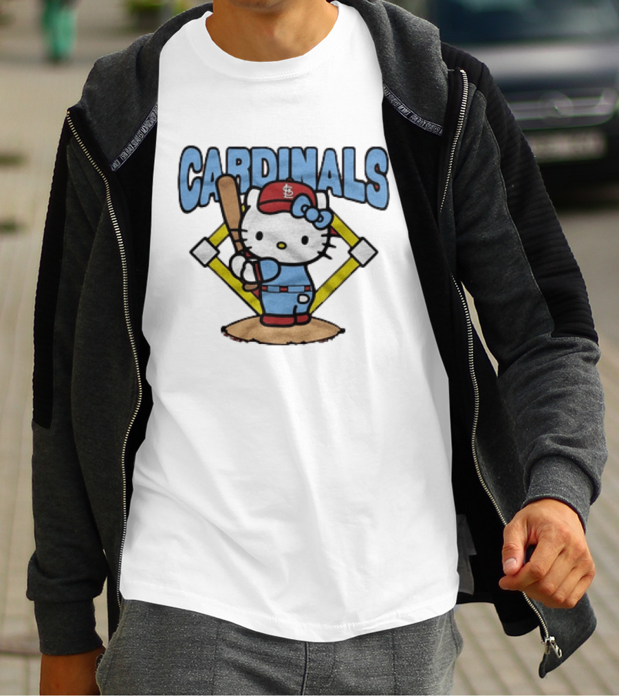 Hello Kitty St Louis Cardinals Baseball Batter MLB Cartoon T-Shirt