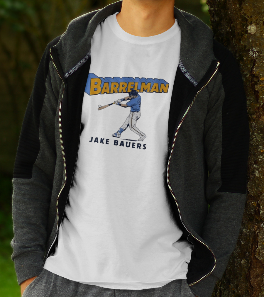 Milwaukee Brewers Barrelman Jake Bauers Swinging Bat T-Shirt