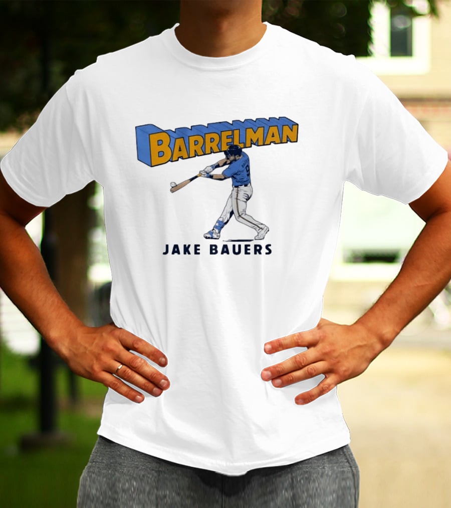 Milwaukee Brewers Barrelman Jake Bauers Swinging Bat T-Shirt
