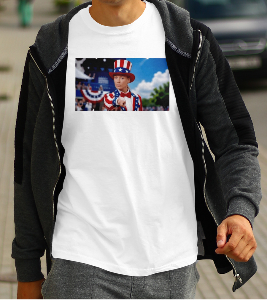 Sophia Cunningham Uncle Sam Patriotic Costume Red White Blue Stars And Stripes T-Shirt