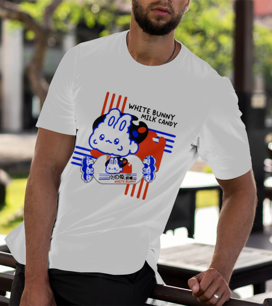 White Bunny Milk Candy Kawaii Asian Snacks Cute Blue Japanese T-Shirt