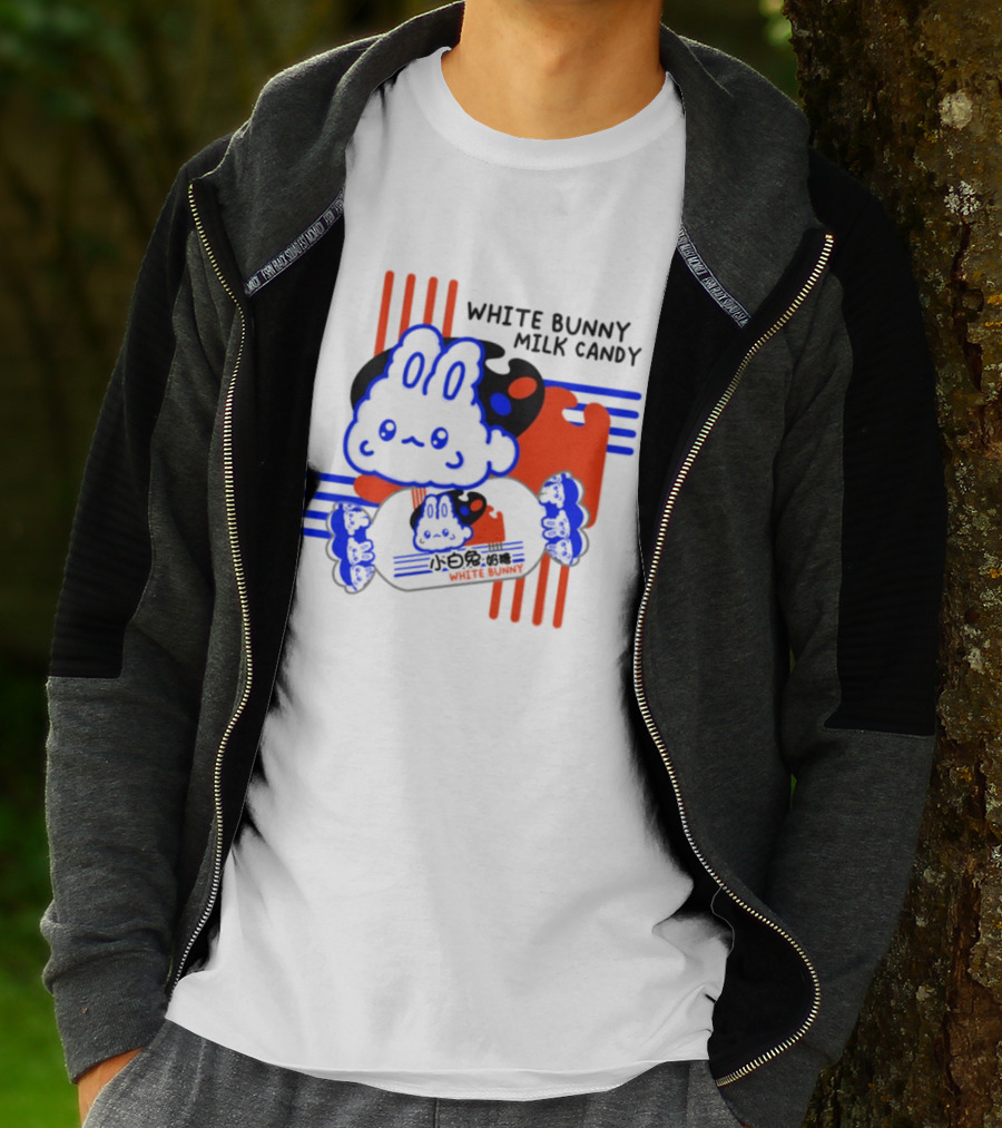 White Bunny Milk Candy Kawaii Asian Snacks Cute Blue Japanese T-Shirt