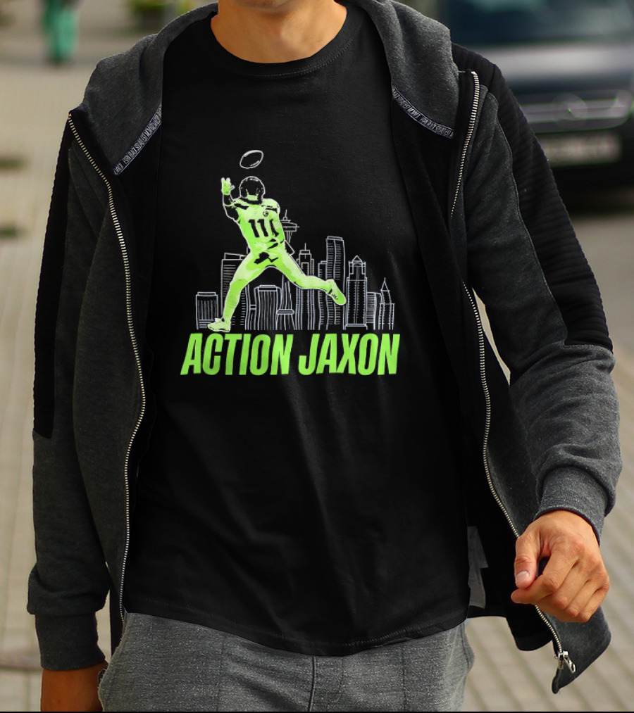 Action Jaxon Seattle Skyline Football Catcher T-Shirt