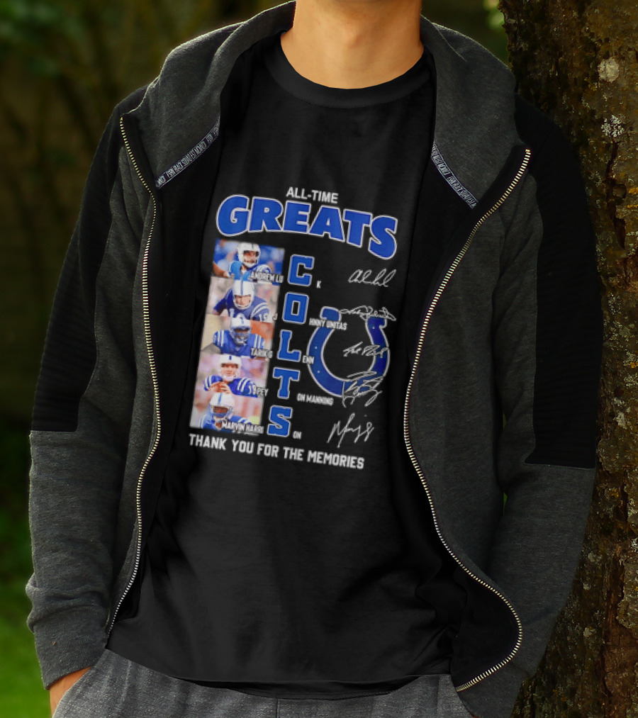 All Time Greats Indianapolis Colts Autograph Signatures Thank You For The Memories T-Shirt