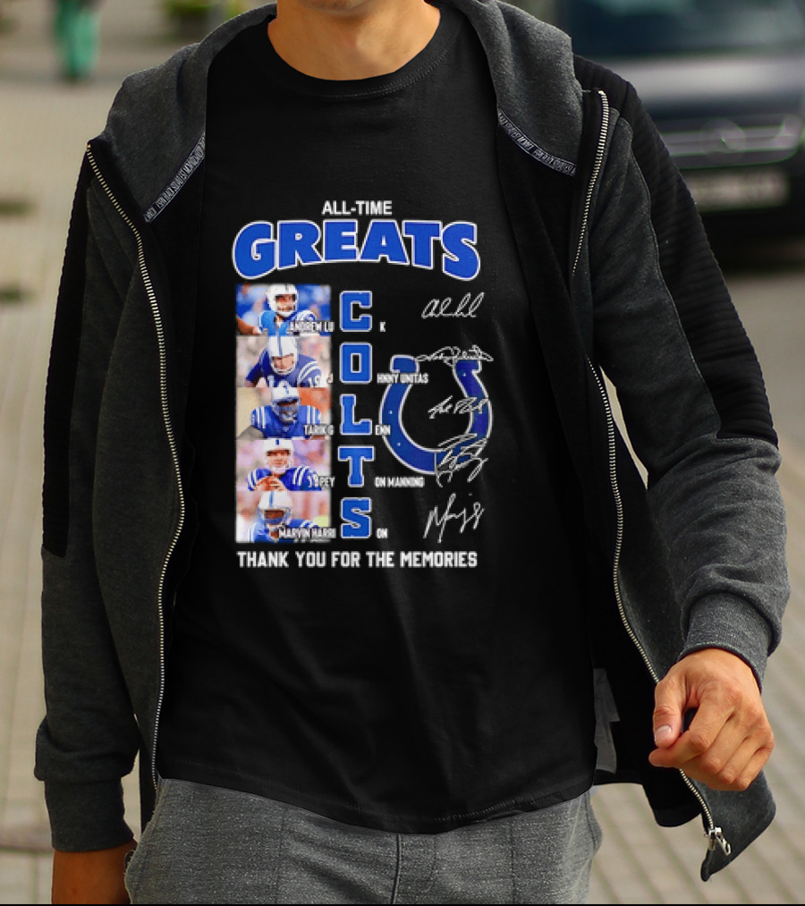 All Time Greats Indianapolis Colts Autograph Signatures Thank You For The Memories T-Shirt