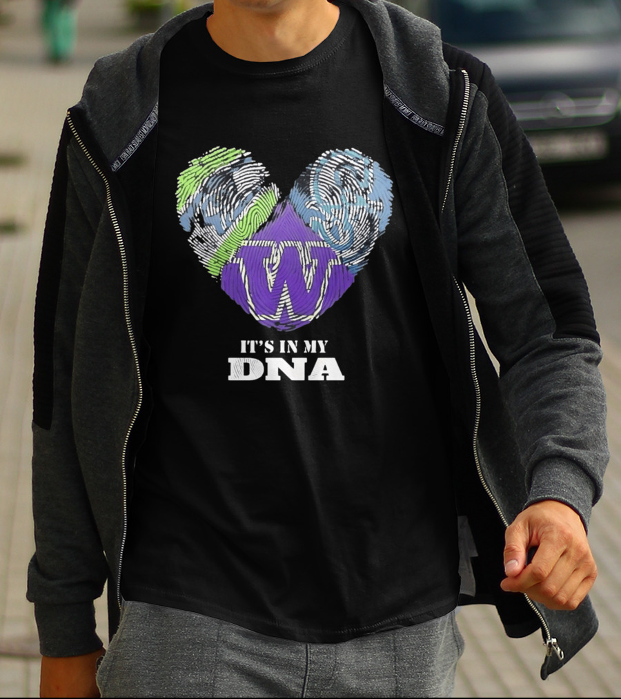 Washington Huskies It's In My DNA Fingerprint Heart T-Shirt
