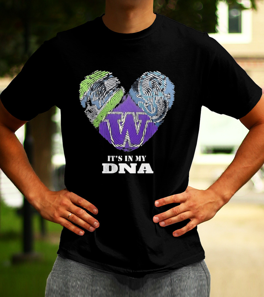 Washington Huskies It's In My DNA Fingerprint Heart T-Shirt