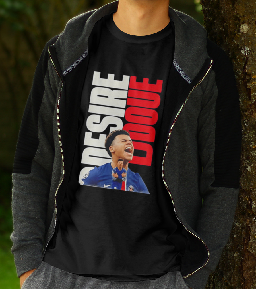 Désiré Doué Celebrating PSG Paris Saint Germain Player T-Shirt